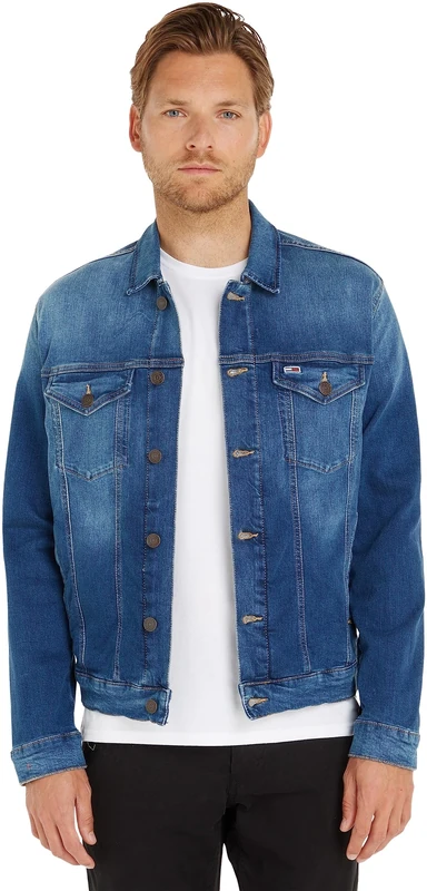 Tommy Jeans Men's Reg Trucker Jk Wmbs Dm0dm10244 Jackets, Blue (Wilson Mid Blue Stretch), M - Image 1