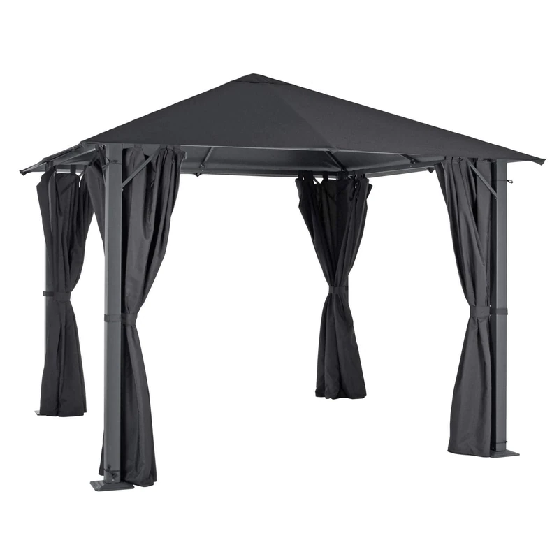 Azuma Outdoor Gazebo Marquee 3m x 3m - Waterproof Grey Panel Party Tent with PVC Coating, Pop-Up Design, Sidewalls, and Weight Bags - Ideal for Garden, Parties, and Camping