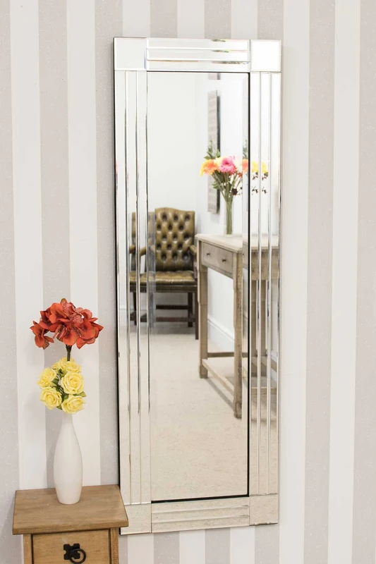 MirrorOutlet Large Striking All Glass Venetian Wall Mirror-Rectangular for Lounge, Dining Room, Bedroom, Bathroom and more-120cm X 40cm. UK's Largest Stockist, Frameless