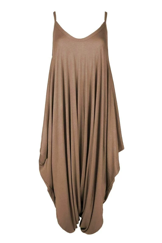 COLOP Ladies Cami Lagenlook Romper - Brown Harem Playsuit