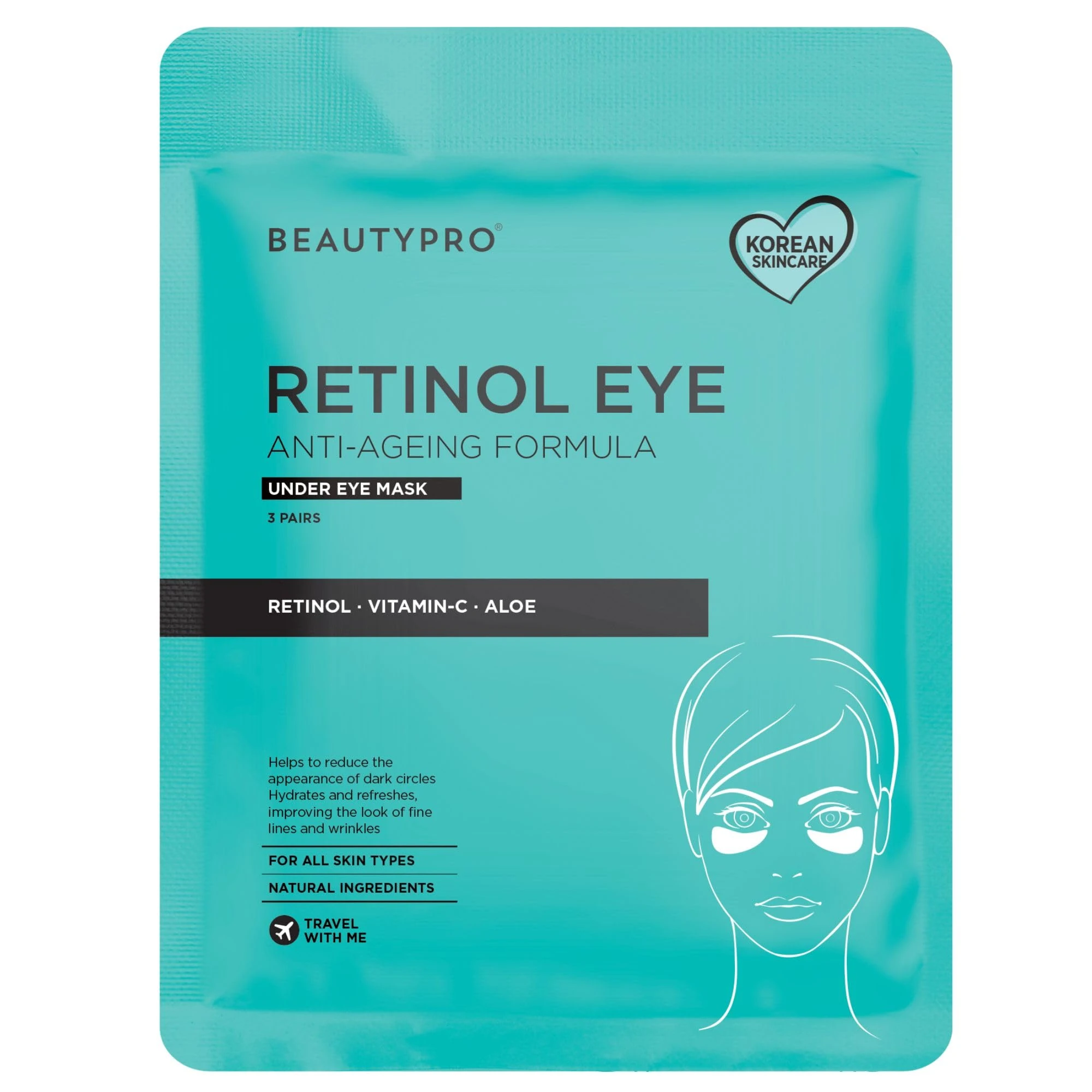 BEAUTYPRO RETINOL EYE Patches Anti-Aging Eye Mask Dark Circles Wrinkles & Puffiness Natural Collagen Hydrogel Eye Pads Green Tea Aloe & Vitamins Vegan Korean Skincare Multi Award Winning Brand 3 Pairs
