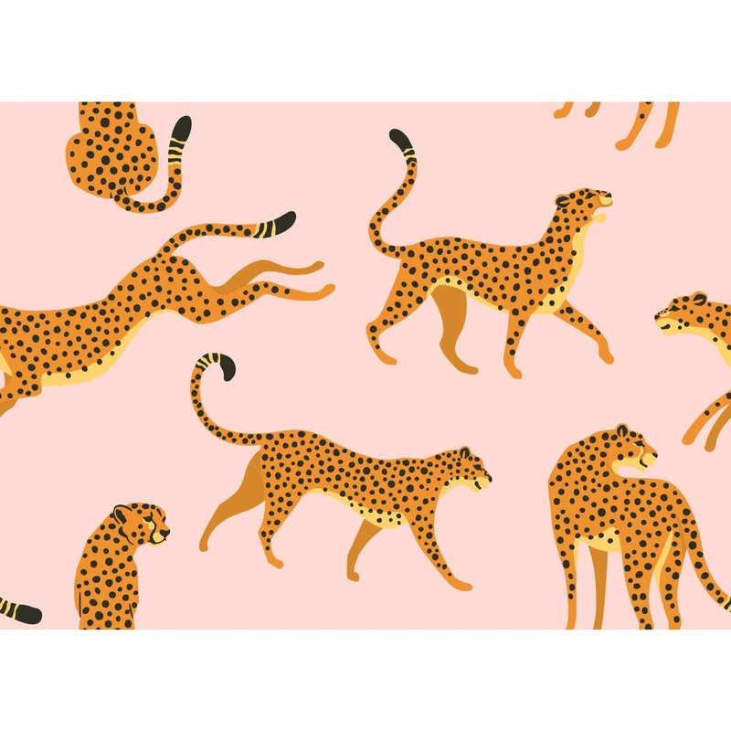 RoomMates Pink Orange Cheetah Wallpaper Self Adhesive Wallpaper RMK11984RL - Image 1