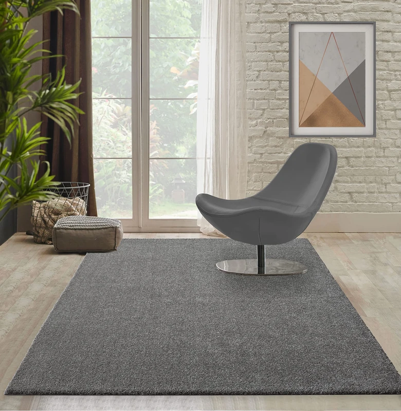 Mia's Teppiche Scarlett Living Room Rug, Short Pile, 120 x 170 cm, Grey