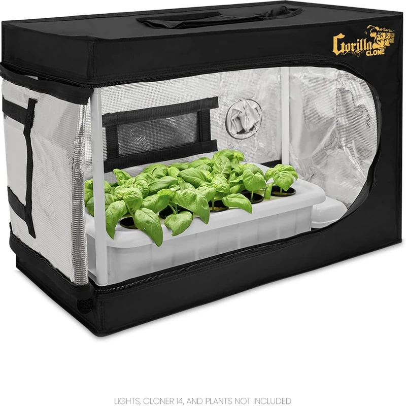 Gorilla Clone Tent | Complete Reflective Hydroponic Grow Tent for Seedlings and Cloning Plants, with Windows, Double-Cinching Ducts, and Micro-Mesh Pre-Filters (18" x 13" x 25") - Image 1