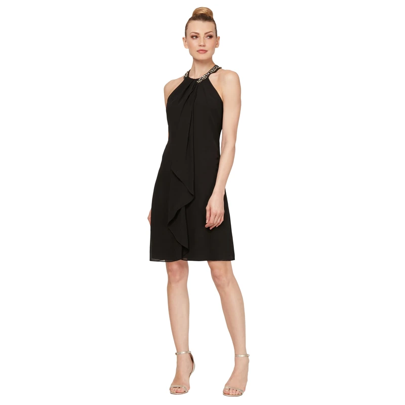 S.L. Fashions Women's Jewel Halter Sheath Dress (Petite and Regular) Special Occasion, Fig, 18