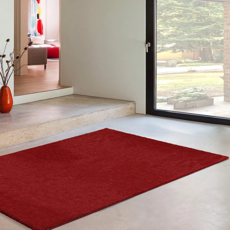 UNIVERSAL Short Pile Smooth Velour Rug, 100% Polypropylene, Red, 60 x 250 cm - Image 1