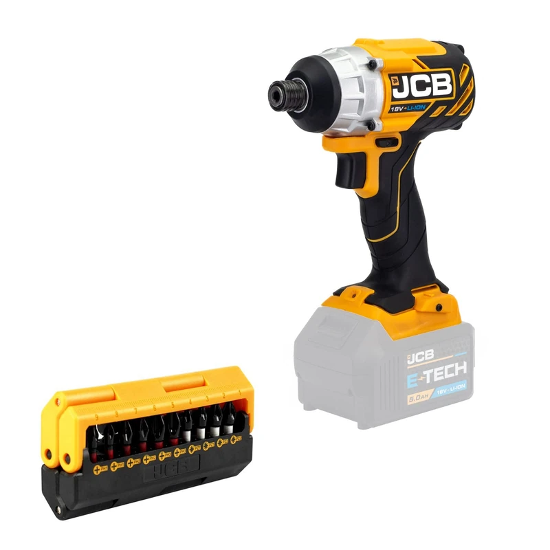 JCB 18V Brushless Cordless Impact Driver - Bare Unit with 13PC Impact Bit Set