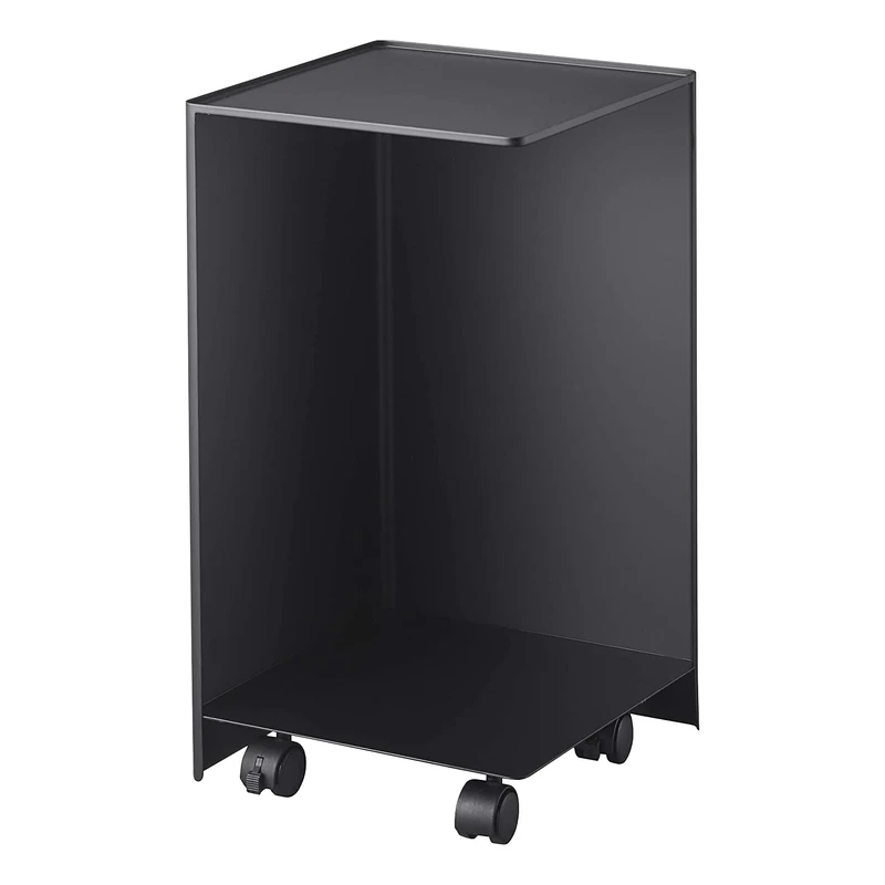 Yamazaki 5281 TOWER Toilet Paper Holder With Caster, black, Steel, Minimalist, 23.5 x 23.5 x 43 cm