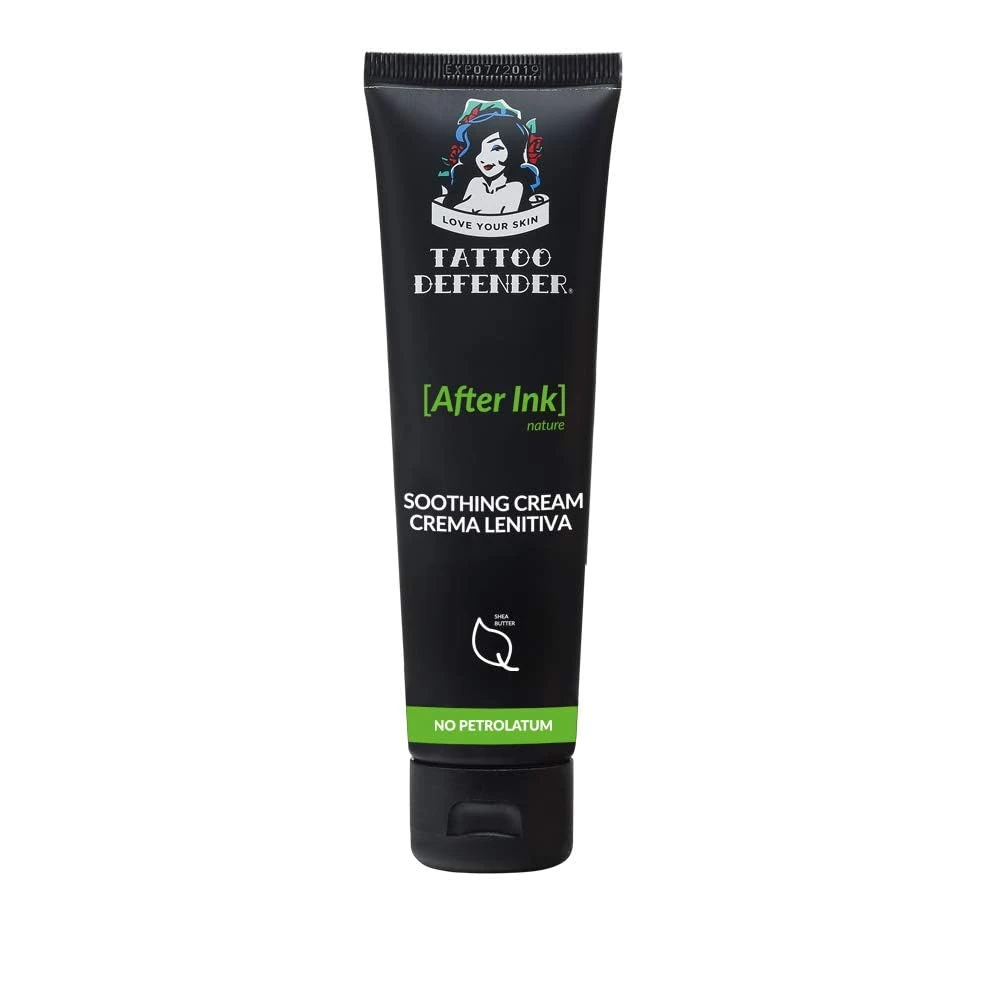 Tattoo Defender After Ink Nature 100 ml - Soothing and Moisturising Cream for the Care of New Tattoos - With Hyaluronic Acid and Shea Butter - Without Vaseline - Dermatologically Tested