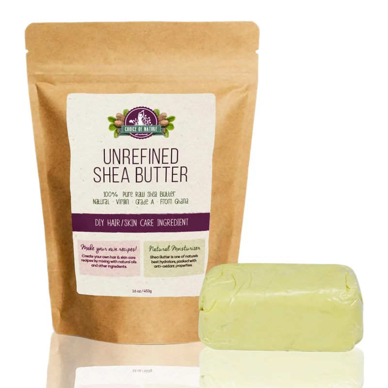 Choice of Nature, Unrefined Shea Butter Raw Organic | 16 oz / 453 g | Pure Body Butter, Grade A | Effective for Dry Skin, Stretch Marks, Eczema | Natural Moisturizing Formula