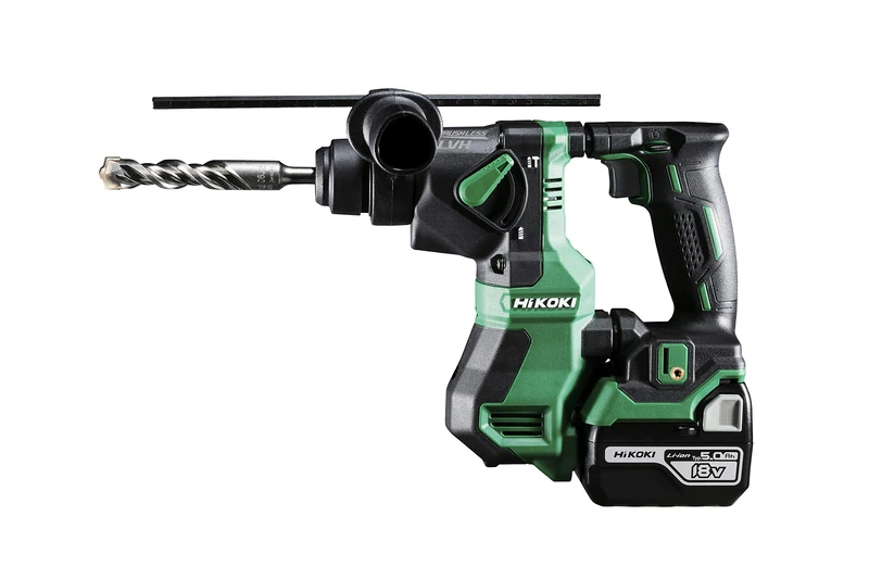 HiKOKI Akku-Bohrhammer DH18DPA (18V, Li-Ion, Brushless, Bohrtiefenmanagement, SDS-Plus-Werkzeugaufnahme, Transportkoffer, INKL. 2X 5.0 Ah Akkus und Ladegerät)