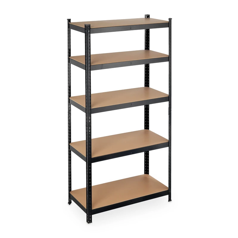 Relaxdays Heavy Duty Shelving Unit, Max. Load 875 kg, 180x90x45 cm, 5 Shelves, Garage & Warehouse Storage, Steel, Black