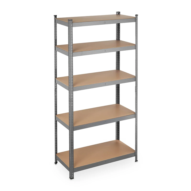Relaxdays Heavy Duty Shelving Unit, Max. Load 875 kg, 180x90x45 cm, 5 Shelves, Garage & Warehouse Storage, Steel, Grey