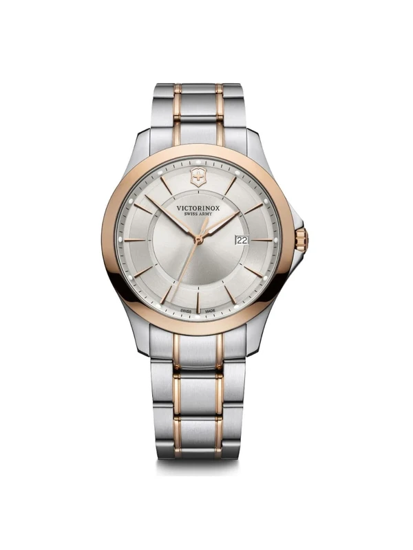 Victorinox Men’s Watch Alliance Ø 40 mm, Swiss Made, Analogue Quartz, Water-Resistant up to 100 m, Sapphire Glass, Stainless Steel Strap, Rosé Gold/Silver