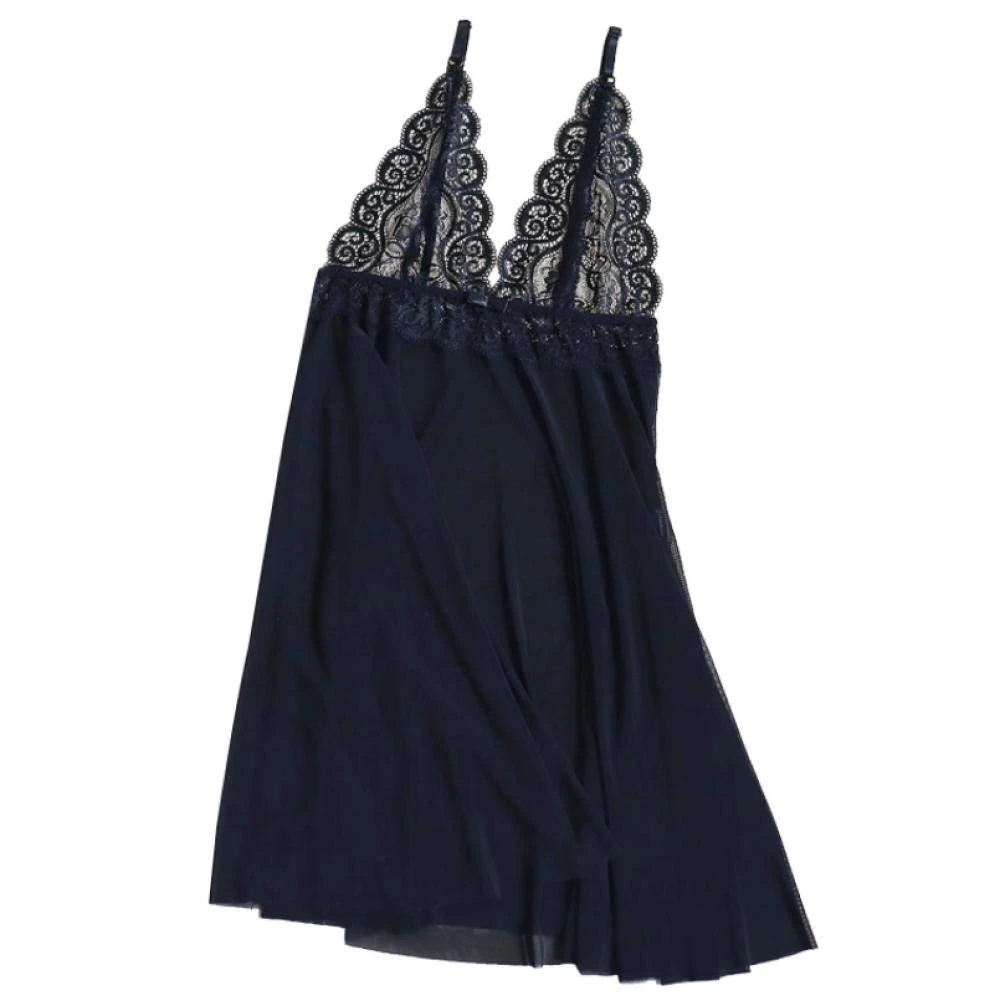 QQQQC Women's Baby Dolls Ladies Sexy Lingerie Deep V Temptation Lace Transparent Suspender Nightdress See-Through Erotic Lace Lingerie-Black_M