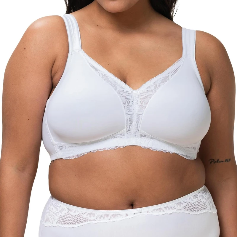 Triumph Womens Modern Lace+Cotton N Bra, White, 42A UK