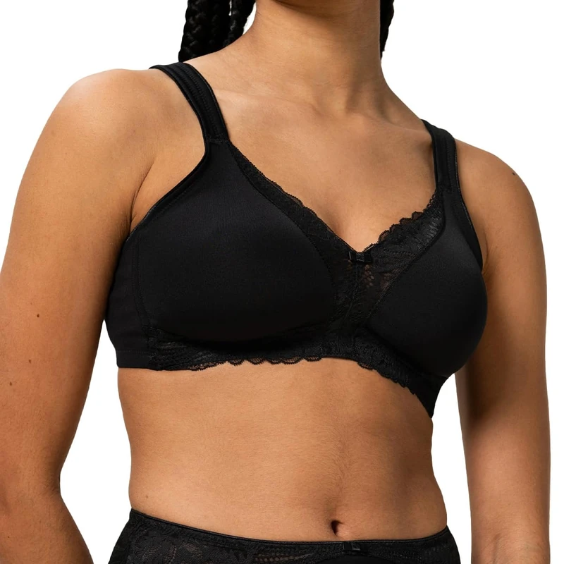 Triumph Womens Modern Lace+Cotton N Bra, Black, 48C UK