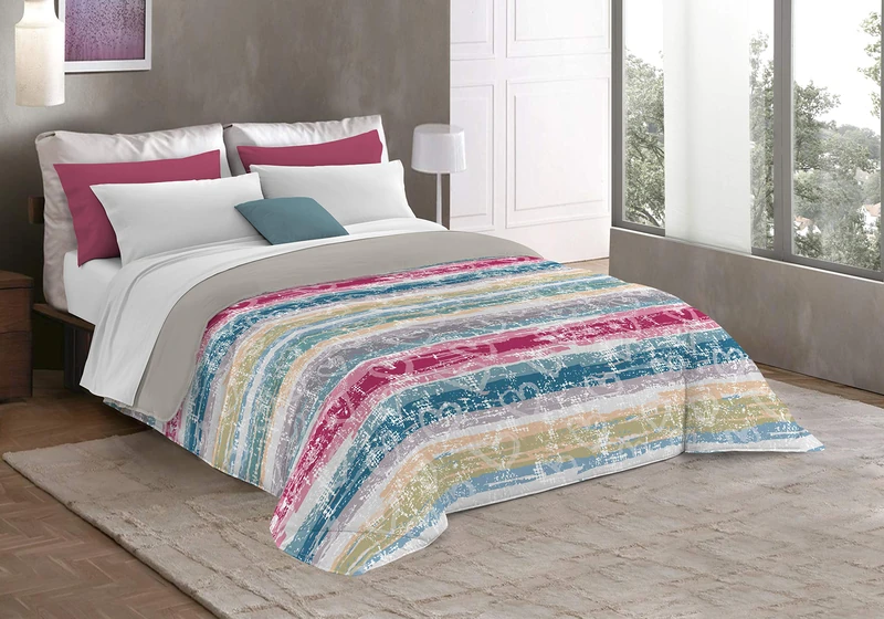 Italian Bed Linen Winter Quilt “Fantasy”, Canvas, Love Lines, Double