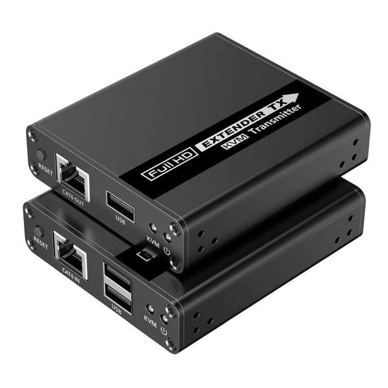 PremiumCord HDMI KVM Extender up to 70 m with USB Transmission via Patch Cable Cat6/Cat6A/Cat7, Metal Housing, Compatible with Full HD 1080p 60Hz