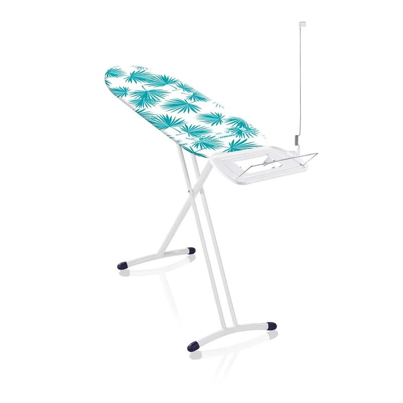 Leifheit Air Board Express M Solid Ironing Board, Large Iron Board for Steam Generator Iron, Large Extra Light Ironing Board with Palm Leafs Cover, 120 x 38 x 76-100 cm