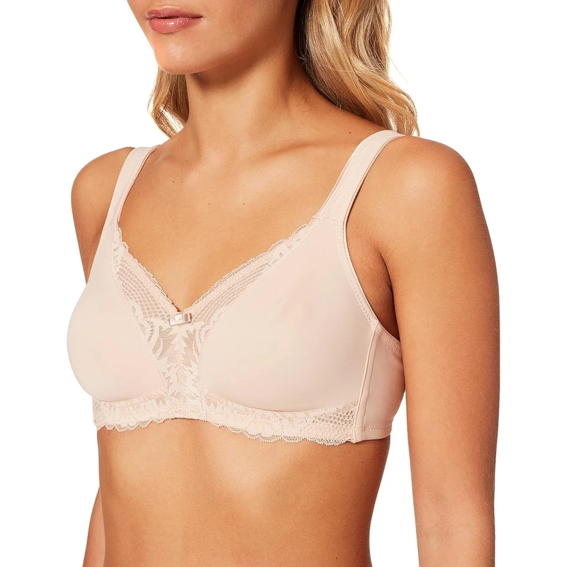 Triumph Womens Modern Lace+Cotton N Bra, Beige, 40D UK