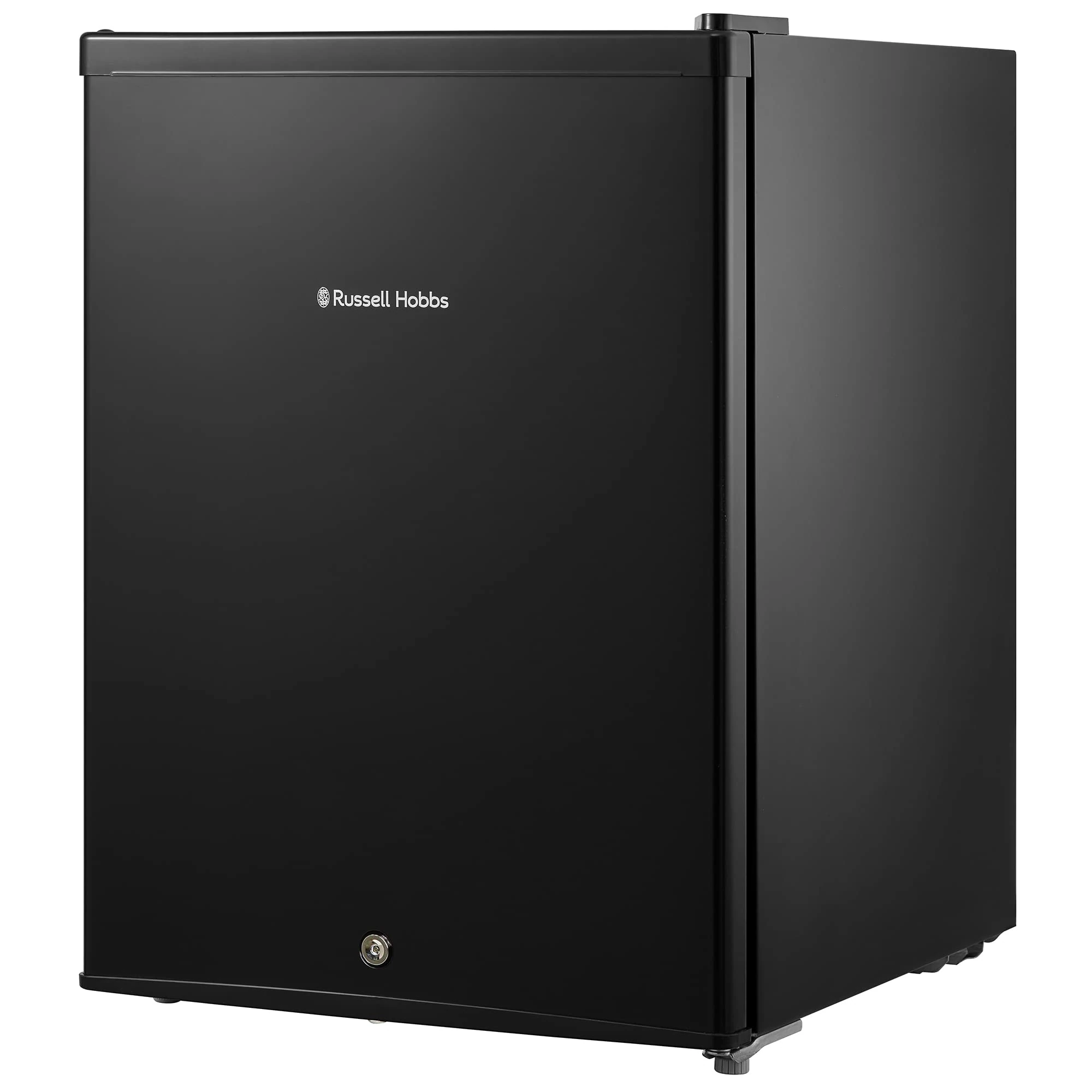 Russell Hobbs 65L Mini Fridge with Lock & Key RHTTF67B-LCK, Table top Lockable Fridge, Energy F & Ice Box, Black