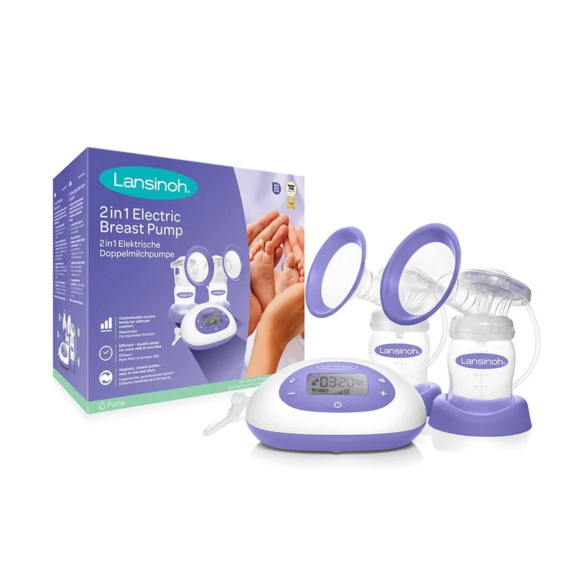 Lansinoh 2 in 1 Electric Breast Pump with Illuminated LCD Display Single Side Pump Individually Adjustable