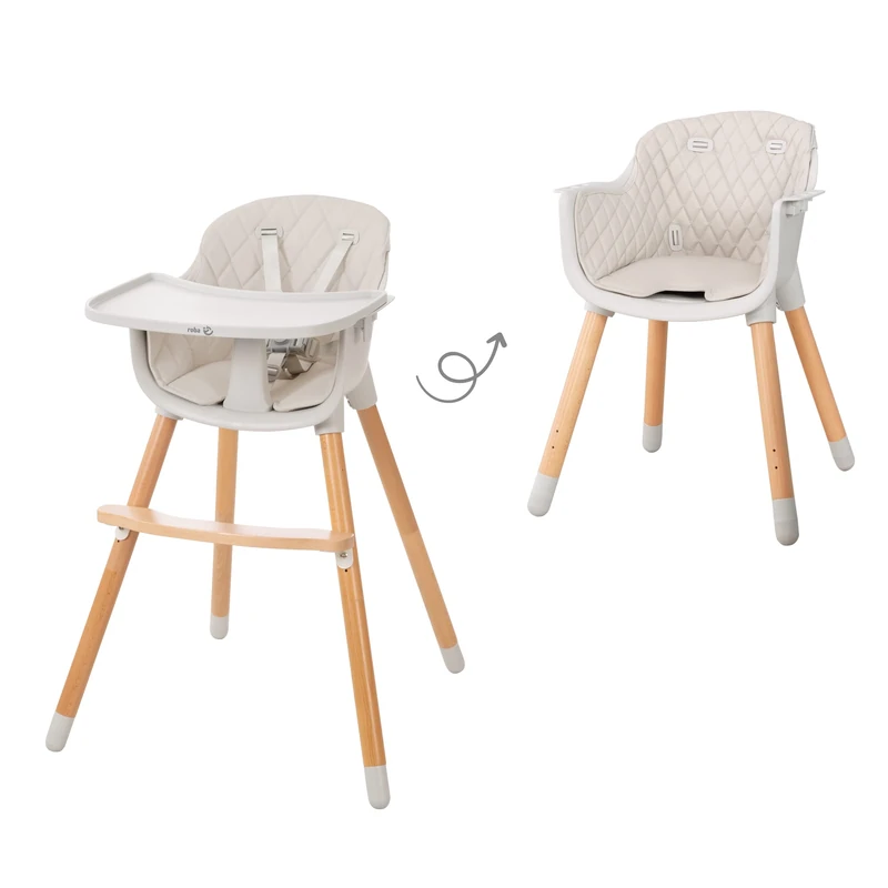 roba StyleUp Wood 2-in-1 Highchair and Kids Chair - Grey