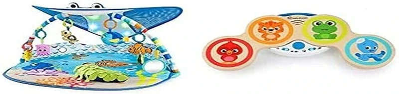 Bright Starts Disney Baby Mr. Ray Ocean Lights Activity Gym & Play Mat + Baby Einstein Hape Magic Touch Drums Musical Wooden Toy
