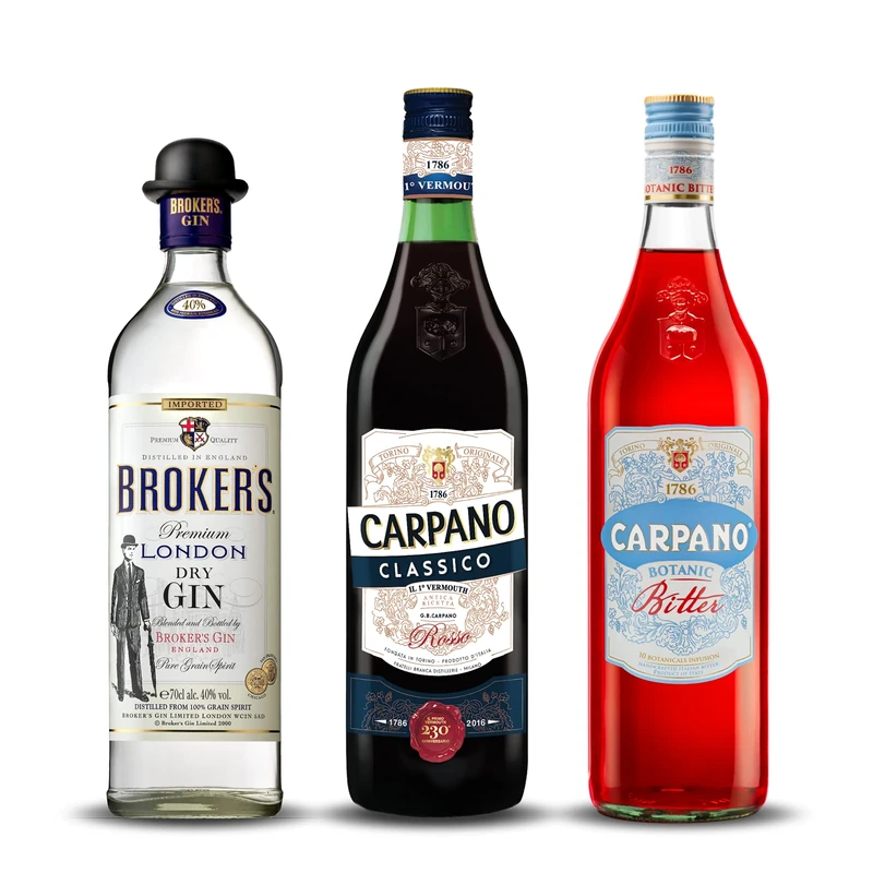 The Negroni Bundle Featuring Broker's London Dry Gin Carpano Classico Sweet Vermouth and Carpano Botanic Bitter, 3L