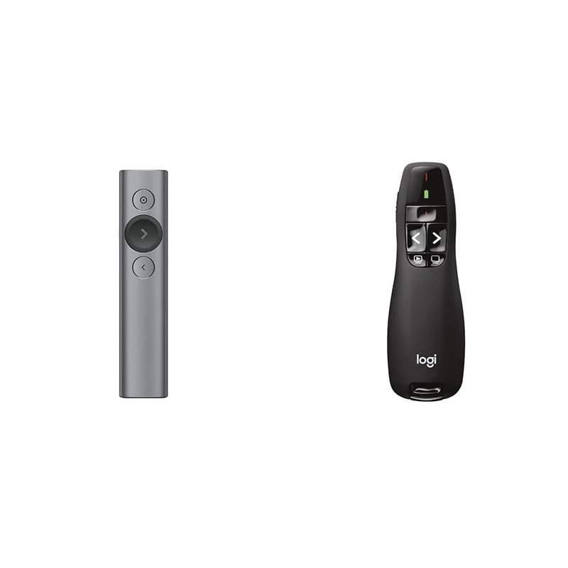 Logitech Spotlight Wireless Presentation Remote, 2.4 GHz and Bluetooth, USB-Receiver & R400 Wireless Presentation Remote, 2.4 GHz, USB-Receiver, Red Laser Pointer, 15-Meter Operating Range, 6 Button