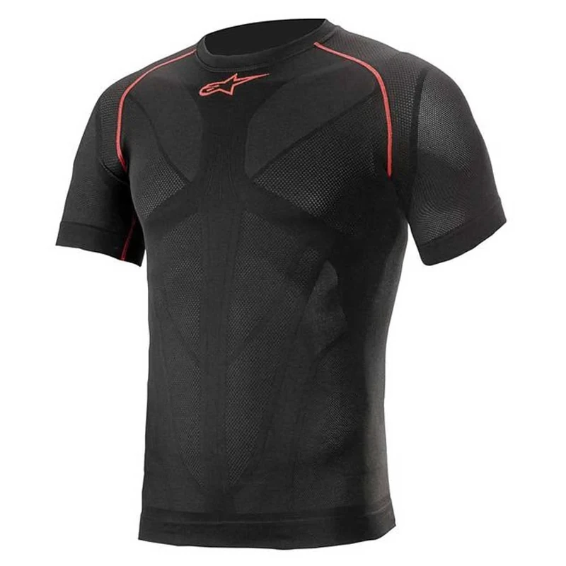 Alpinestars Ride Tech V2 Top Short Sleeve Summer Compression Shirt Men's Short Sleeve Functional Shirt Functional Underwear Black/Red XL-XXL