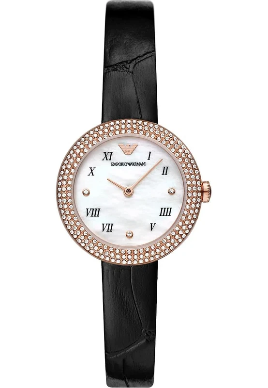 Emporio Armani Watch For Women, 30mm Quartz two hand movement with Leather strap
