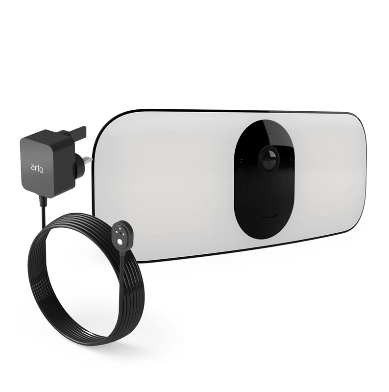 Arlo Pro 3 Outdoor Floodlight Camera and Outdoor Power Cable Bundle, Black