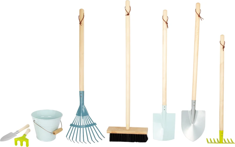 small foot 11883 Large Gardening Tools Set, with practical loops and modern colours, for ages 3+ years