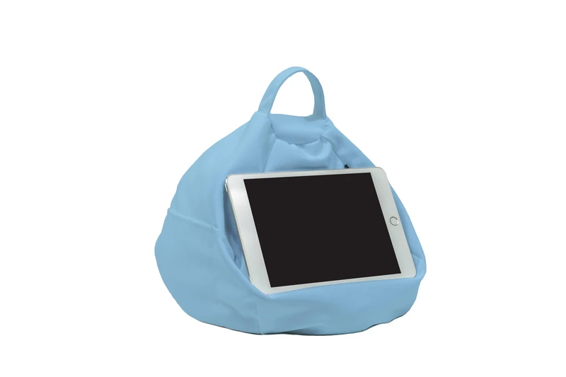 Rooms By Me Sky Blue Tablet Stand Cushion for Tablets, eReaders, Smartphones and Books with Accesories Pocket | UK Made | Over 50 Designs