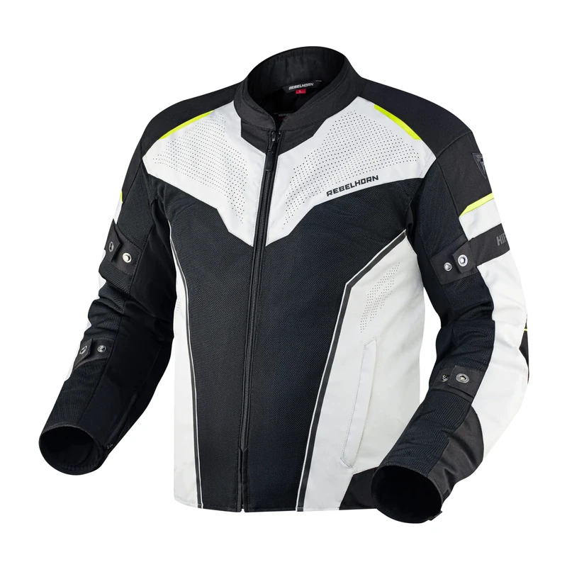 REBELHORN Hiflow IV Men's Motorcycle Jacket, Removable Humax Membrane, Elbow and Shoulder Protectors Level 2, Mesh Ventilation Inserts, Removable Thermal Lining