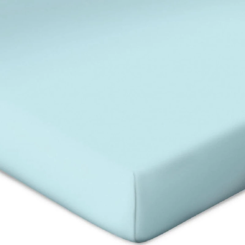 Bassetti Topper 9302355 Fitted Sheet Plain Ice Blue 650 Cotton and Elastane in Ice Blue 90 x 190 cm 100 x 220 cm