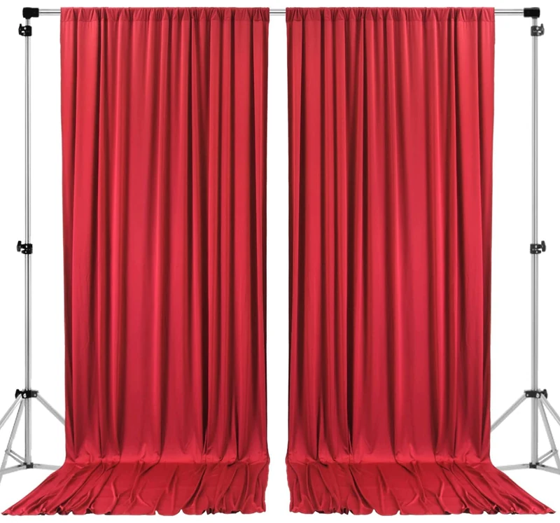 AK TRADING CO. 10 feet Wide x 12 feet Long IFR Polyester Backdrop Drapes Curtains Panels with Rod Pockets - Wedding Ceremony Party Home Window Decorations - (RED)