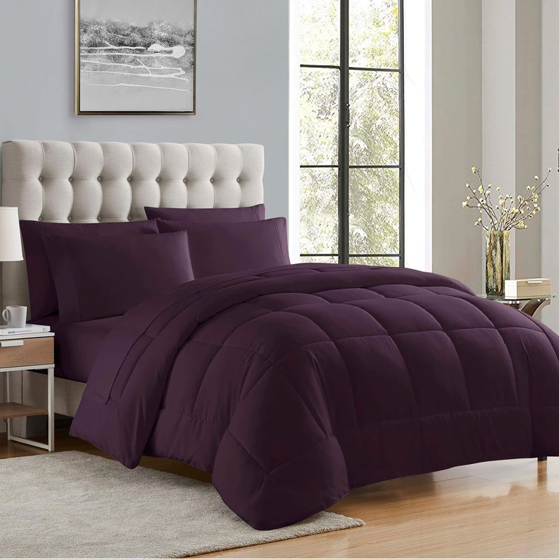 Sweet Home Collection Down Alternative Comforter All Season Warmth Luxurious Plush Loft Microfiber Fill Duvet Insert Bedding, Queen, Purple