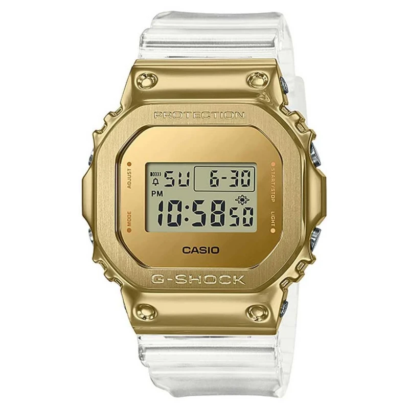 Casio Gents 50.00mm Quartz Watch with Gold Digital dial and White Plastic/Resin Strap Strap GM-5600SG-9ER