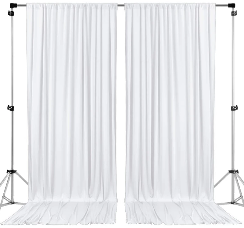 AK TRADING CO. 10 feet Wide x 12 feet Long IFR Polyester Backdrop Drapes Curtains Panels with Rod Pockets - Wedding Ceremony Party Home Window Decorations - (White)