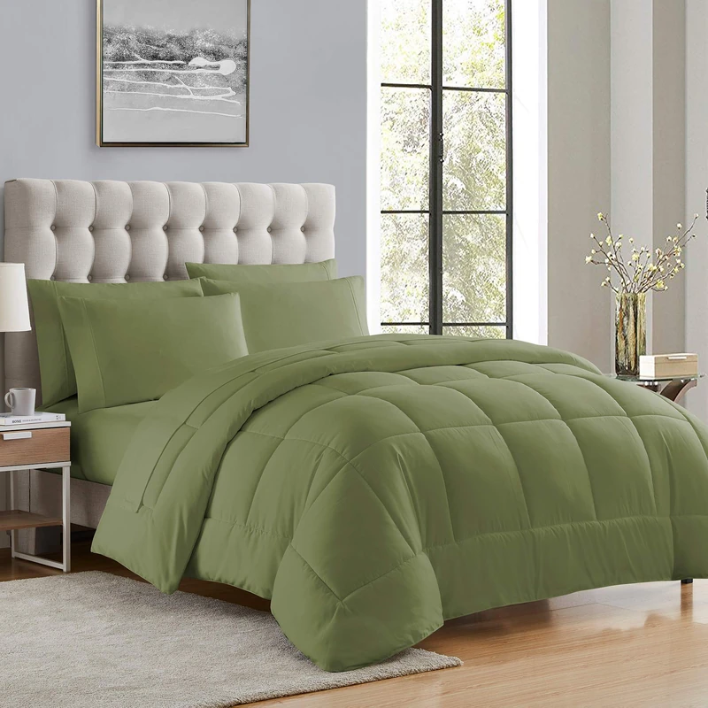 Sweet Home Collection Luxurious Plush Loft Microfiber Fill Duvet Insert Bedding, Sage, Queen