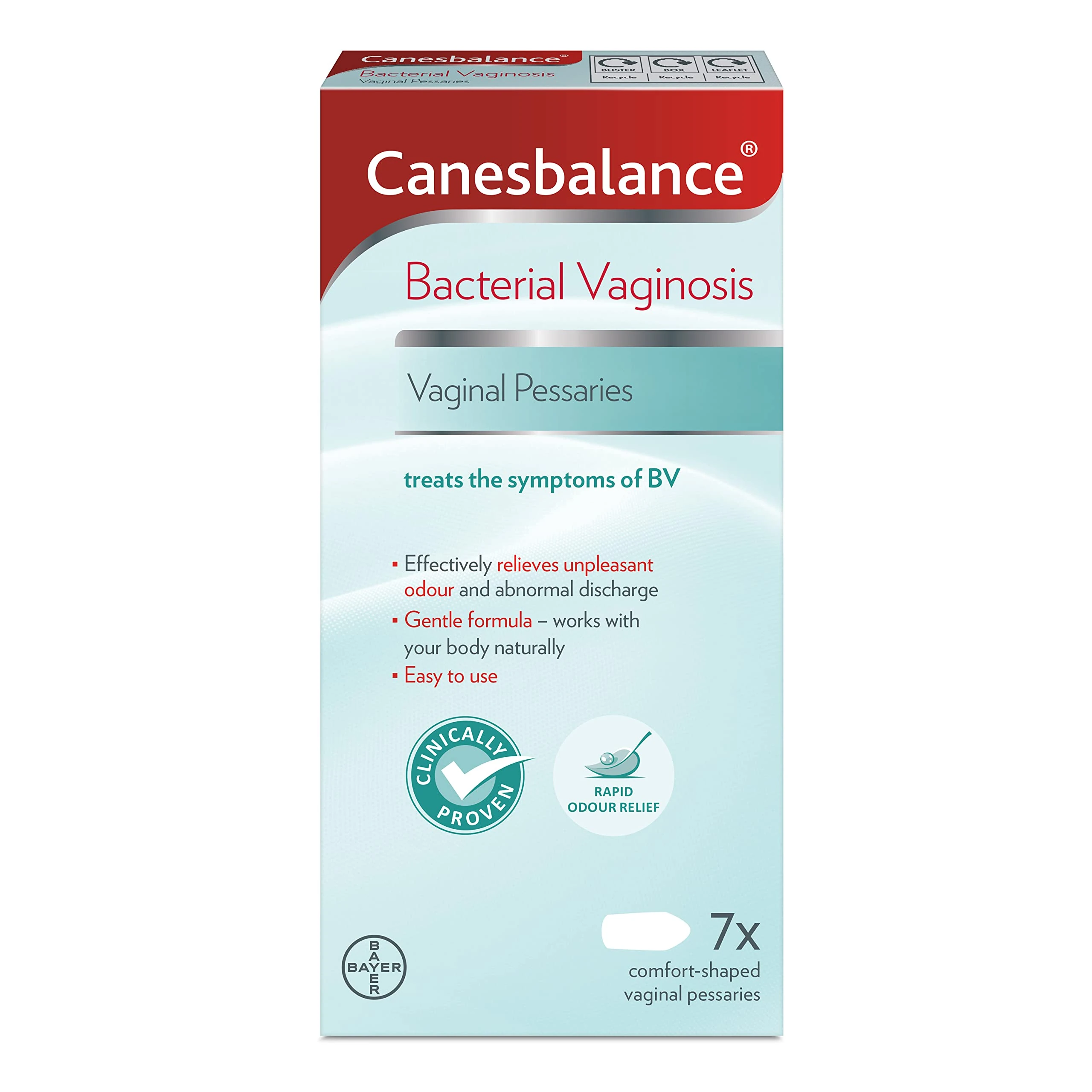 CanesBalance Vaginal Pessaries | Bacterial Vaginosis Symptom Treatment | Starts To Work Immediately To Relieve Unpleasant Intimate Odour Associated With BV | Clinically Proven - Pack Of 7