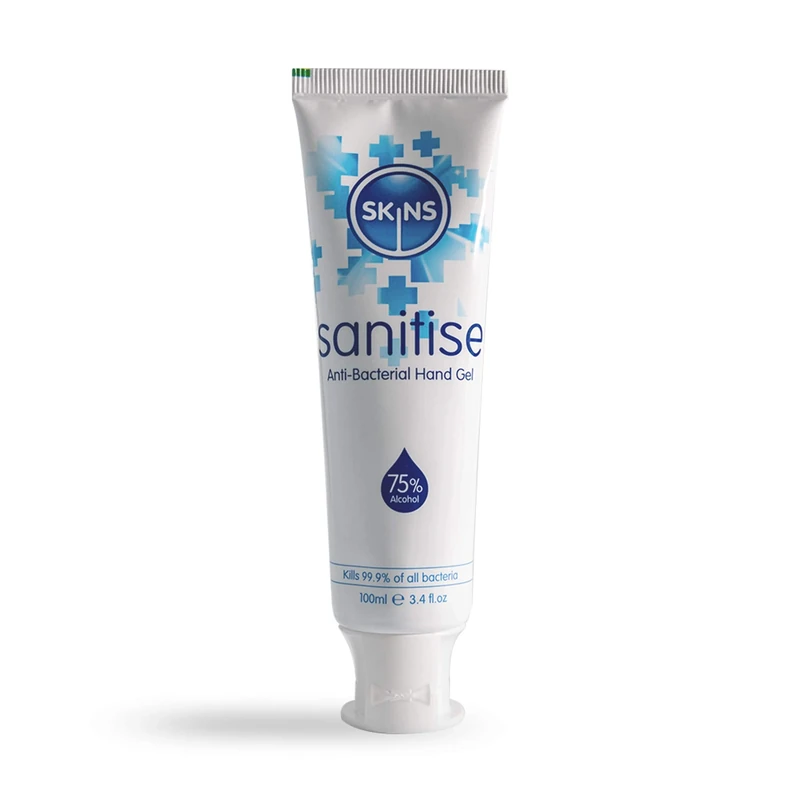 Skins Alcohol-Based (75%) Quick Drying Anti-Bacterial Hand Sanitiser-Tube, 100 ml x 48