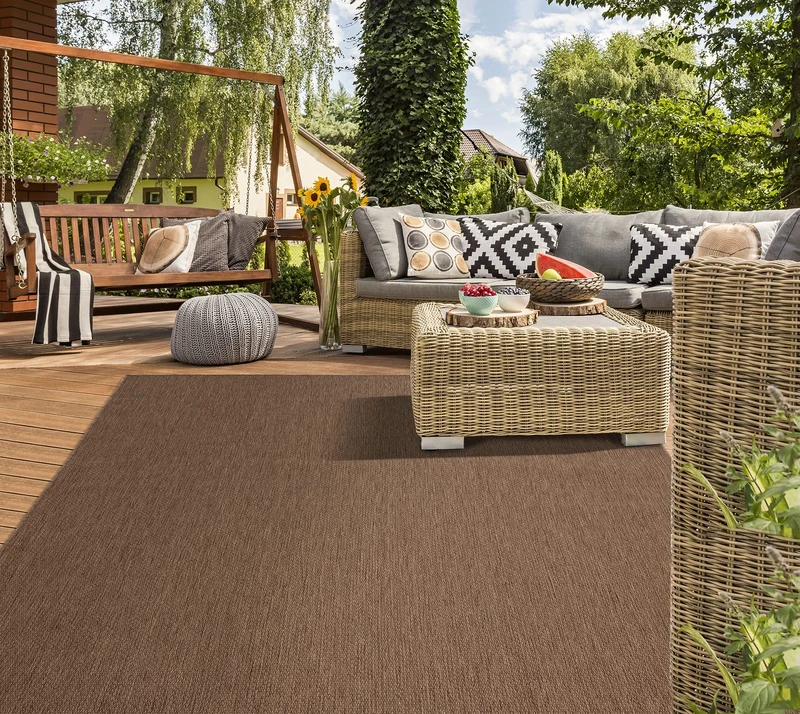 Mia's Teppiche Lara In- and Outdoor Rug, Flat Fabric, 160x220 cm, Brown
