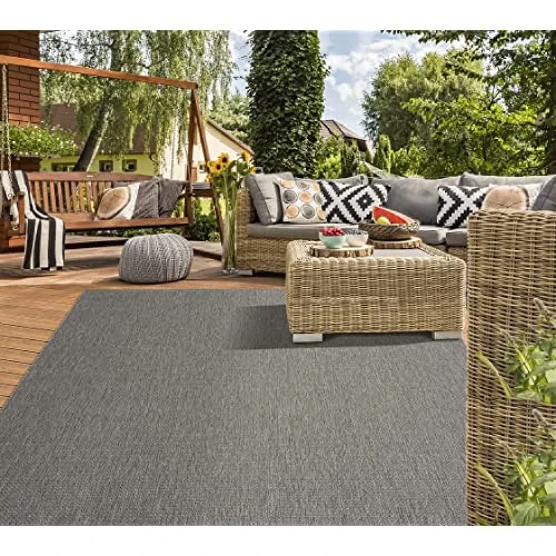 Mia's Teppiche Lara In- and Outdoor Rug, Flat Fabric, 200x280 cm, Anthracite