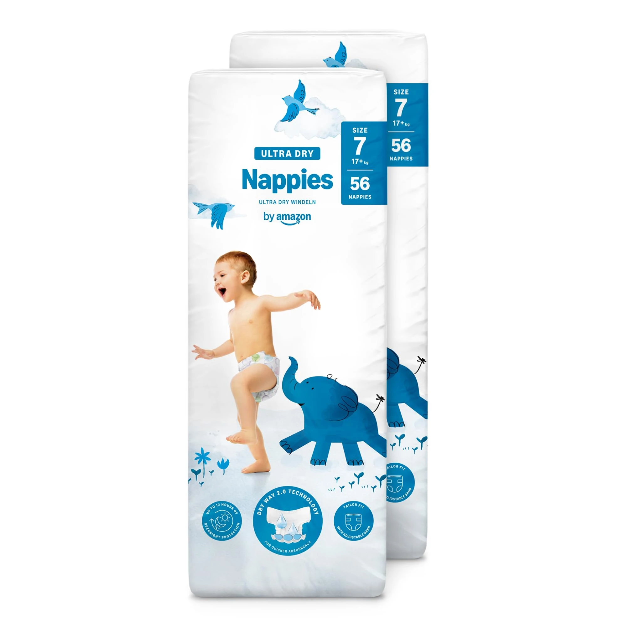 By Amazon - 112 Ultra Dry Nappies - Size 7 (17kg+) (Previously a Mama Bear brand, same product)