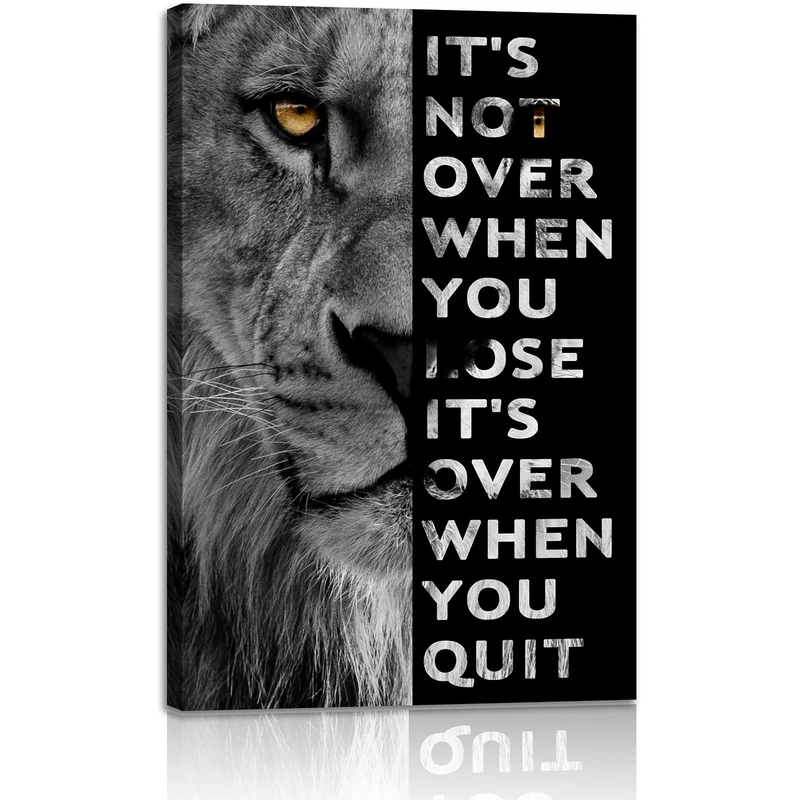 Never Give Up Motivational Print Canvas Wall Art • Success Printing Gallery Wrap • Inspirational Poster Artwork Modern Home Decor For Home,Office,Gym,Classroom Wall Decor Framed Ready to Hang