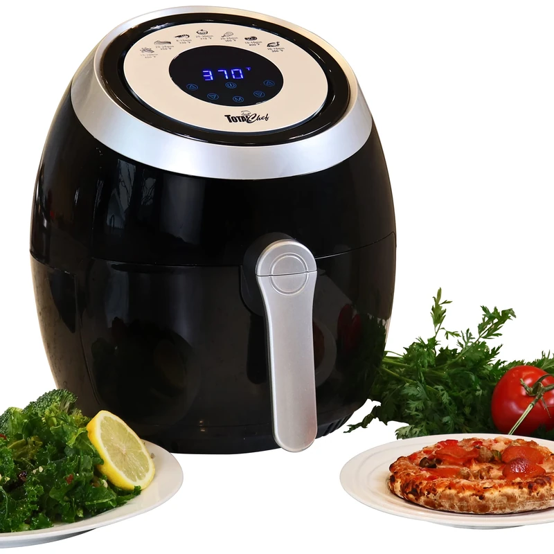 Total Chef 3.6L Air Fryer Small Air Fryers Digital Touchscreen Rapid Air Circulation 60 min Timer Instant Recipe Pot Fry Grill Roast Bake Cook in Less Oil Healthy Meal Dishwasher Safe Basket Black
